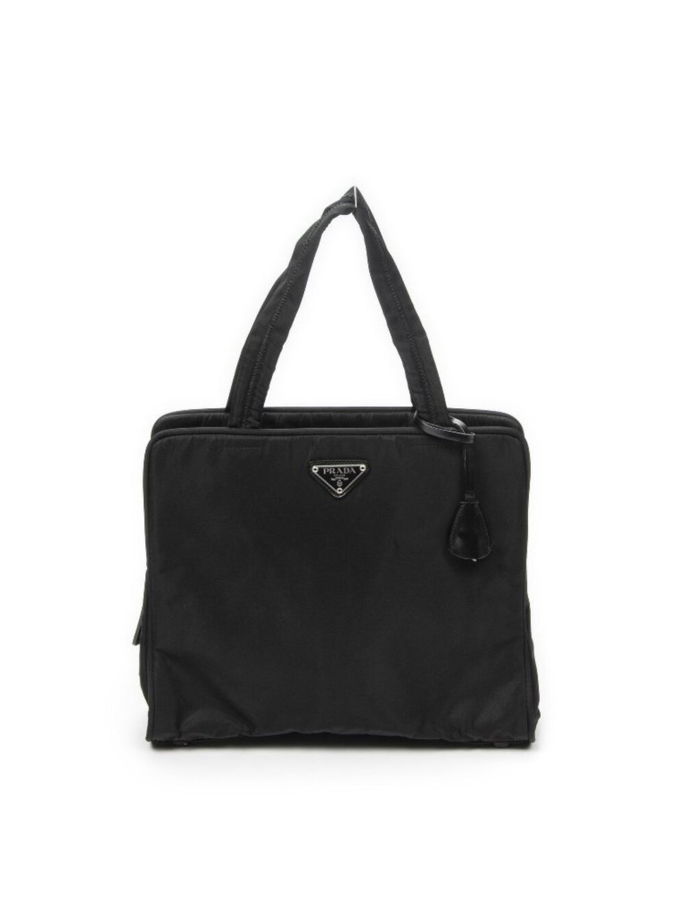 Prada Square Zip Tote Black Nylon Canvas